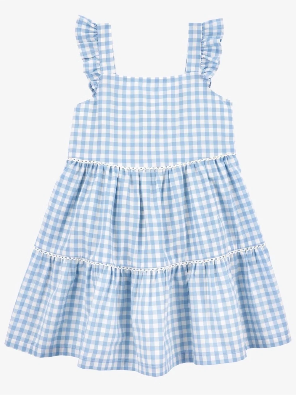 Carter’s Toddler Girl Gingham Tiered Dress 2T Blue Checkered Picnic Summer